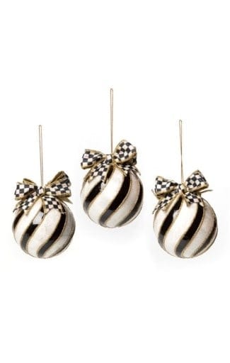 MacKenzie-Childs Ornaments Striped Swirl Capiz Ornaments - Set of 3