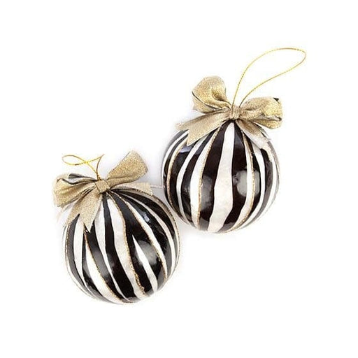 MacKenzie-Childs Ornaments Zebra Capiz Ball Ornaments - Set of 2