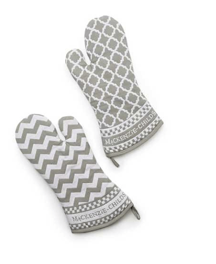 MacKenzie-Childs Oven Mitts Zig Zag Oven Mitts - Sterling - Set of 2
