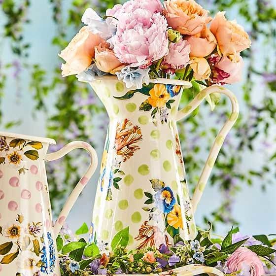 MacKenzie-Childs Pitchers Wildflowers Enamel Large Practical Pitcher - Green - FINAL SALE