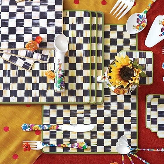 MacKenzie-Childs Placemats Courtly Check Cork Back Placemats - Set of 4