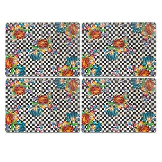 MacKenzie-Childs Placemats Courtly Flower Market Cork Back Placemats - Set of 4