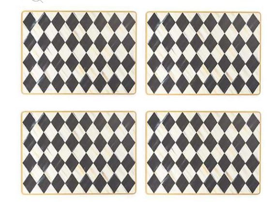 MacKenzie-Childs Placemats Courtly Harlequin Cork Back Placemats - Set of 4