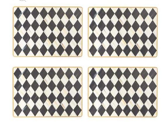 MacKenzie-Childs Placemats Courtly Harlequin Cork Back Placemats - Set of 4