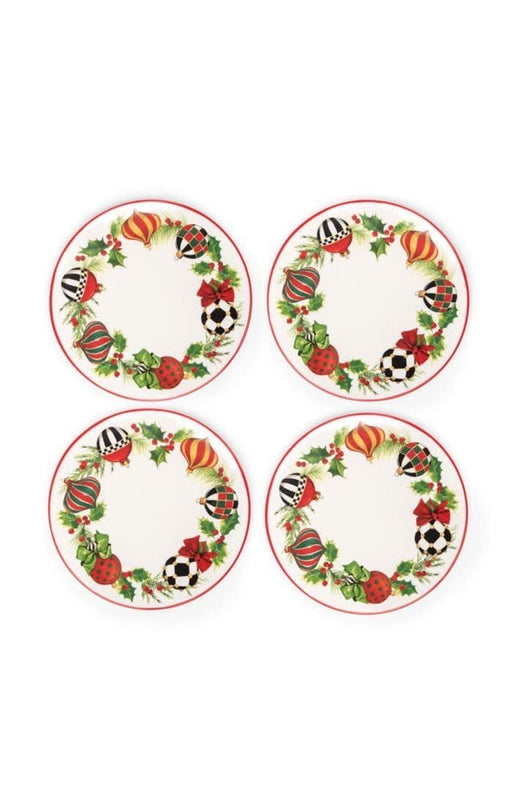 MacKenzie-Childs Plates Deck the Halls Salad Plate - Set of 4