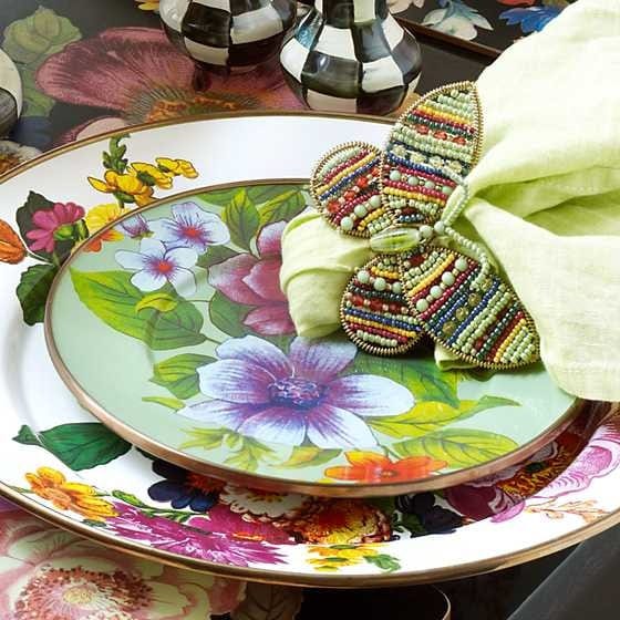 MacKenzie-Childs Plates Flower Market Salad/Dessert Plate - Green