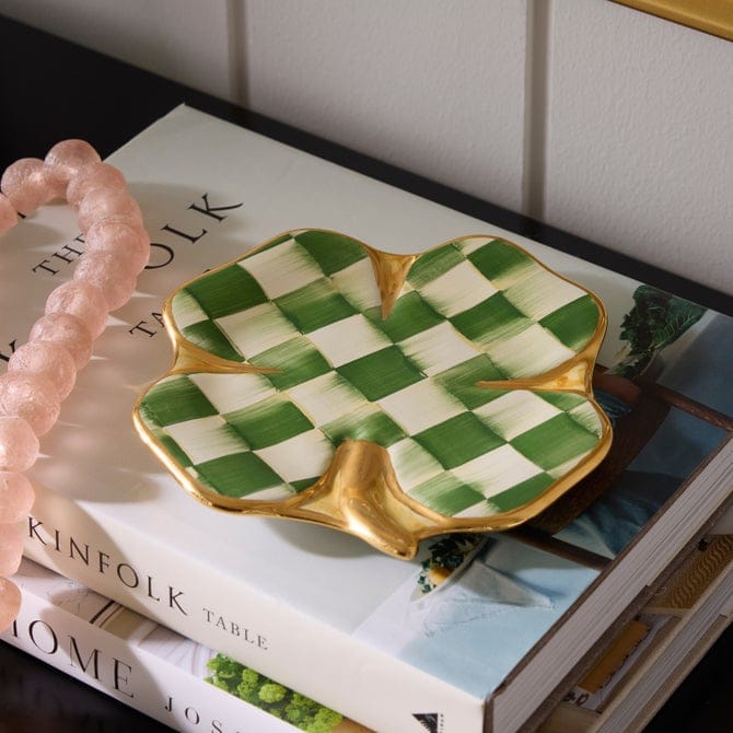 MacKenzie-Childs Plates Lucky Check Clover Plate