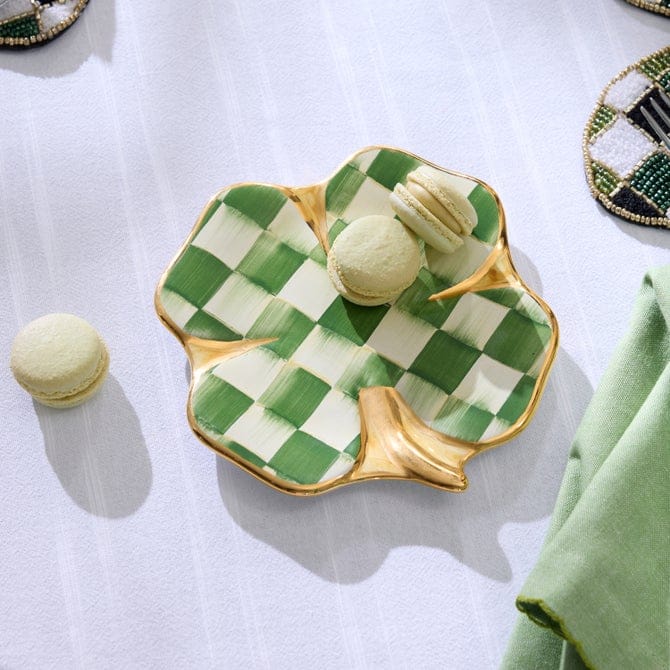 MacKenzie-Childs Plates Lucky Check Clover Plate