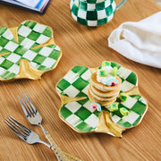 MacKenzie-Childs Plates Lucky Check Clover Plate