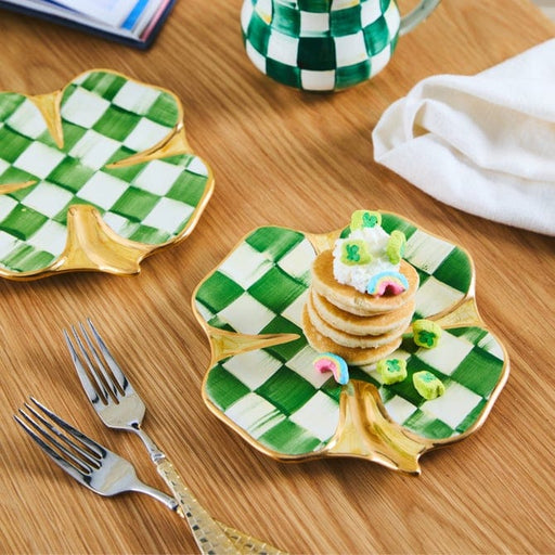 MacKenzie-Childs Plates Lucky Check Clover Plate