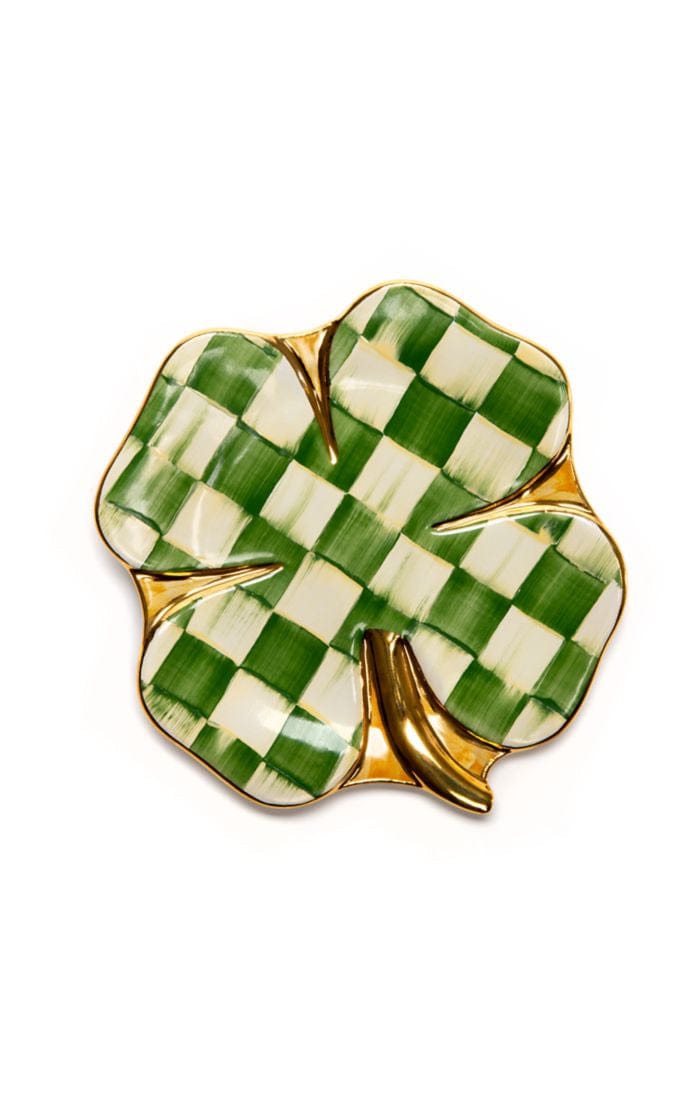 MacKenzie-Childs Plates Lucky Check Clover Plate