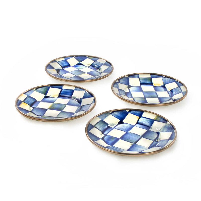 MacKenzie-Childs Plates Royal Check Enamel Canape Plates - Set of 4