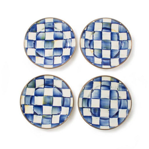 MacKenzie-Childs Plates Royal Check Enamel Canape Plates - Set of 4