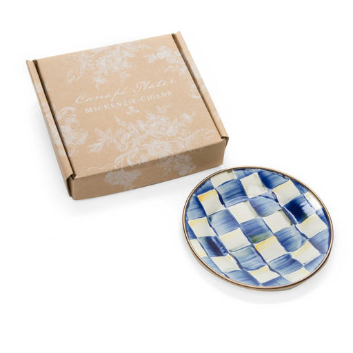 MacKenzie-Childs Plates Royal Check Enamel Canape Plates - Set of 4