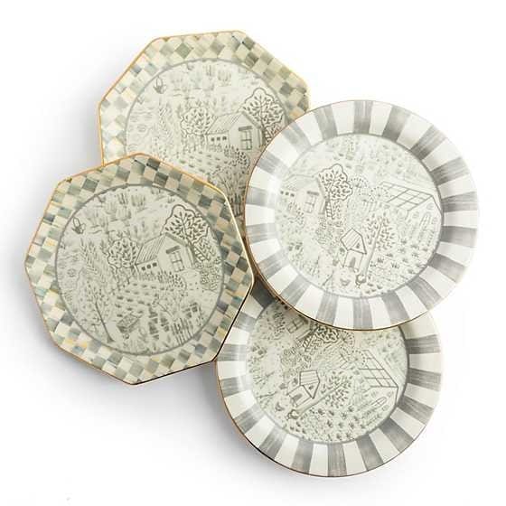 MacKenzie-Childs Plates Sterling Cottage Dessert Plates, Set of 4