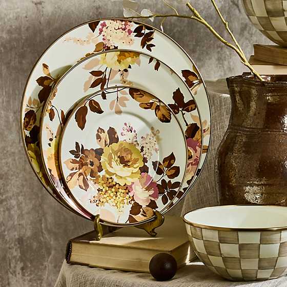 MacKenzie-Childs Plates Wild Rose White Salad Plate