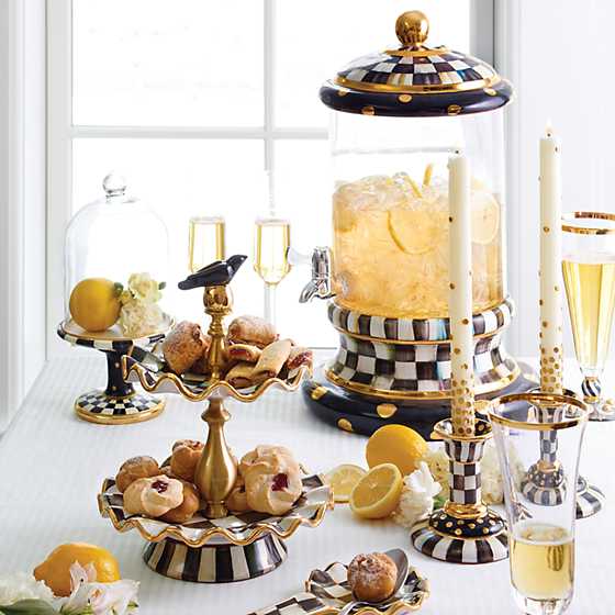 MacKenzie-Childs Platter Mackenzie-Childs Courtly Check Pedestal with Cloche