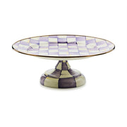 MacKenzie-Childs Platter Violet Check Small Pedestal Platter