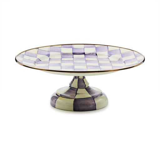 MacKenzie-Childs Platter Violet Check Small Pedestal Platter
