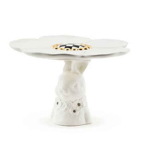 MacKenzie-Childs Platter White Rabbit Ceramic Pedestal Platter