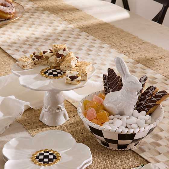 MacKenzie-Childs Platter White Rabbit Ceramic Pedestal Platter
