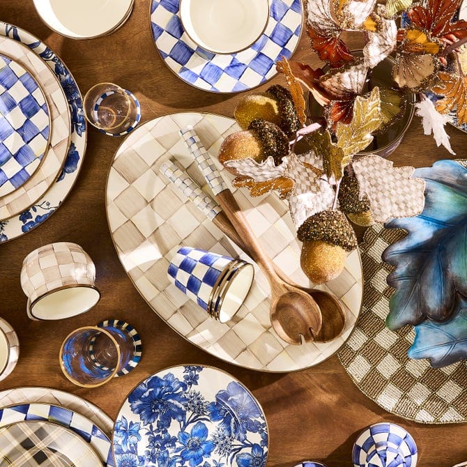 MacKenzie-Childs Platters & Serving Trays Mackenzie-Childs Mocha Check Large Oval Platter