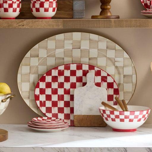 MacKenzie-Childs Platters & Serving Trays Mackenzie-Childs Mocha Check Large Oval Platter