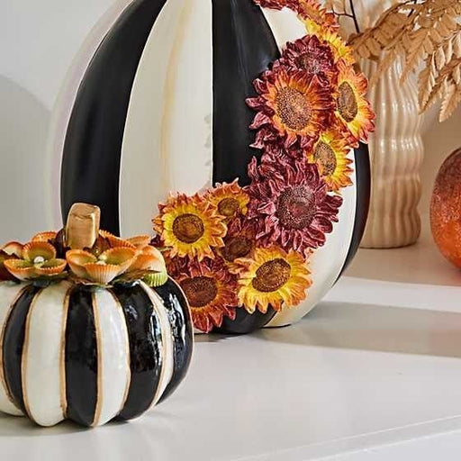 MacKenzie-Childs Pumpkins Black & White Blooming Capiz Pumpkin