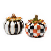 MacKenzie-Childs Pumpkins Black & White Blooming Capiz Pumpkin
