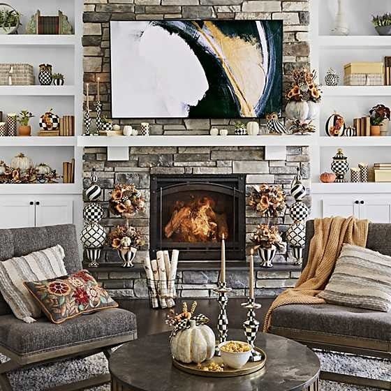 MacKenzie-Childs Pumpkins Black & White Blooming Capiz Pumpkin