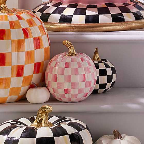 MacKenzie-Childs Pumpkins Bubblegum Pink Check Small Pumpkin