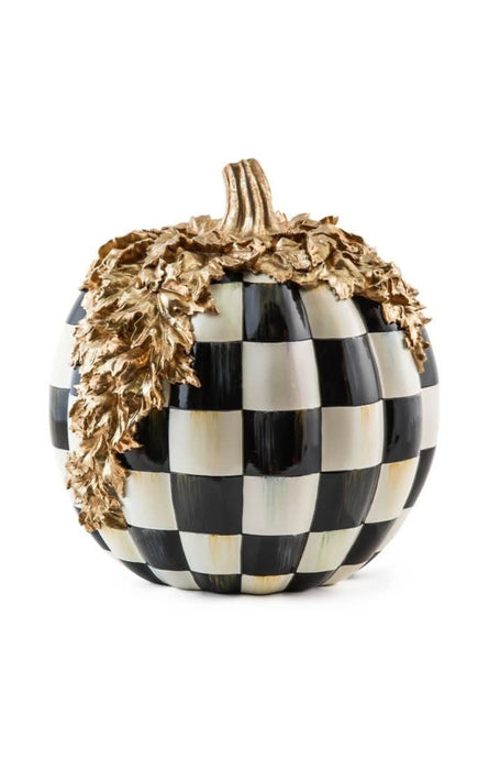 MacKenzie-Childs Pumpkins Courtly Check Gold Foliage Pumpkin