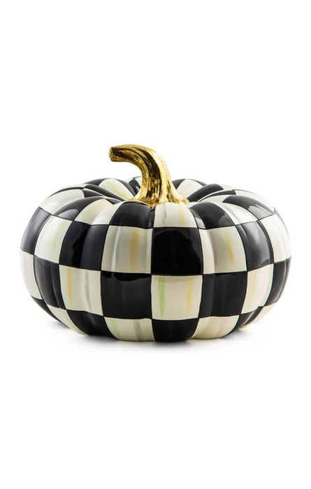 MacKenzie-Childs Pumpkins Courtly Check Squashed Glossy Pumpkin - Medium