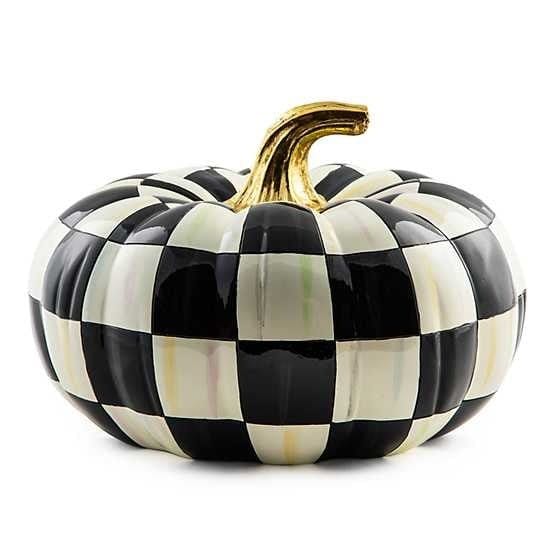 MacKenzie-Childs Pumpkins Courtly Check Squashed Glossy Pumpkin - Medium