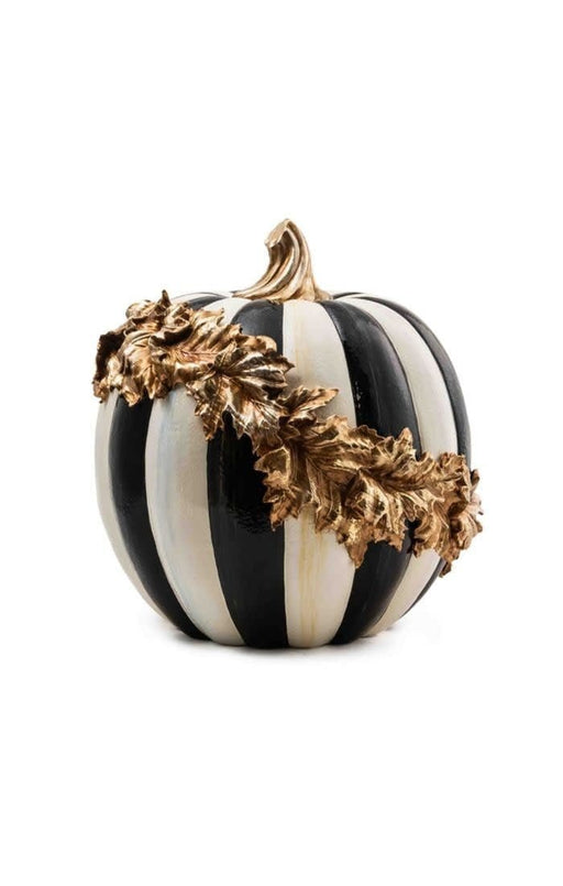 MacKenzie-Childs Pumpkins Courtly Stripe Gold Foliage Pumpkin