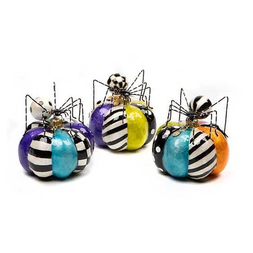 MacKenzie-Childs Pumpkins Fortune Teller Spider Capiz Pumpkins - Set of 3