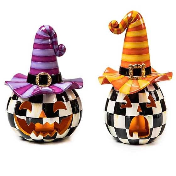 MacKenzie-Childs Pumpkins illuminated happy jack pumpkin - orange hat - FINAL SALE