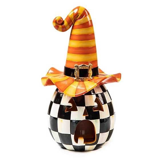 MacKenzie-Childs Pumpkins illuminated happy jack pumpkin - orange hat - FINAL SALE