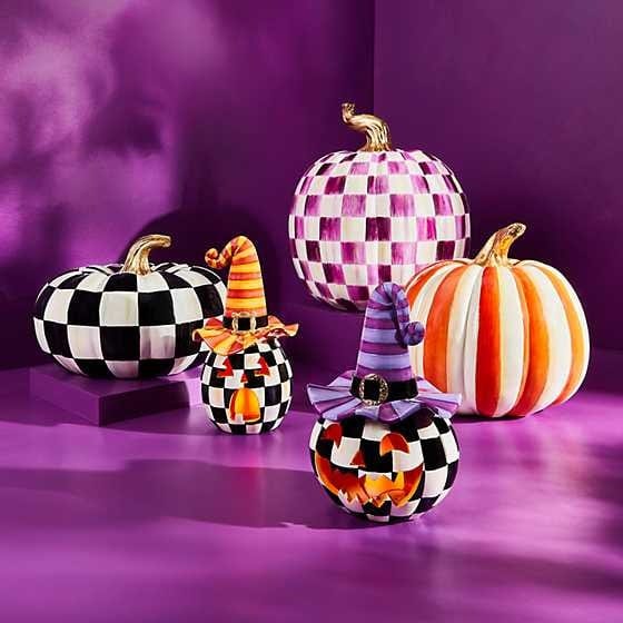 MacKenzie-Childs Pumpkins Illuminated Happy Jack Pumpkin - Purple Hat