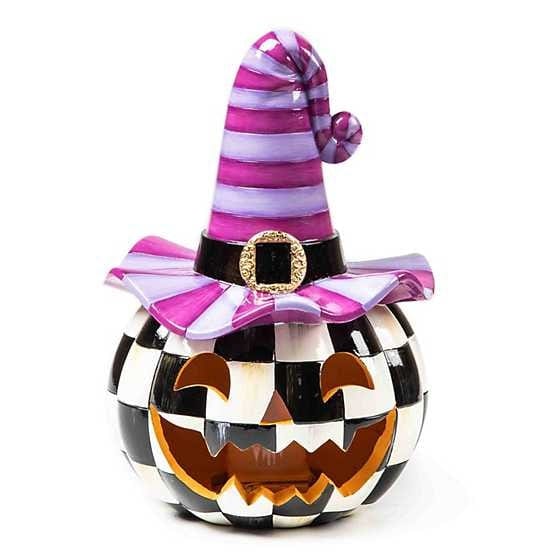 MacKenzie-Childs Pumpkins Illuminated Happy Jack Pumpkin - Purple Hat