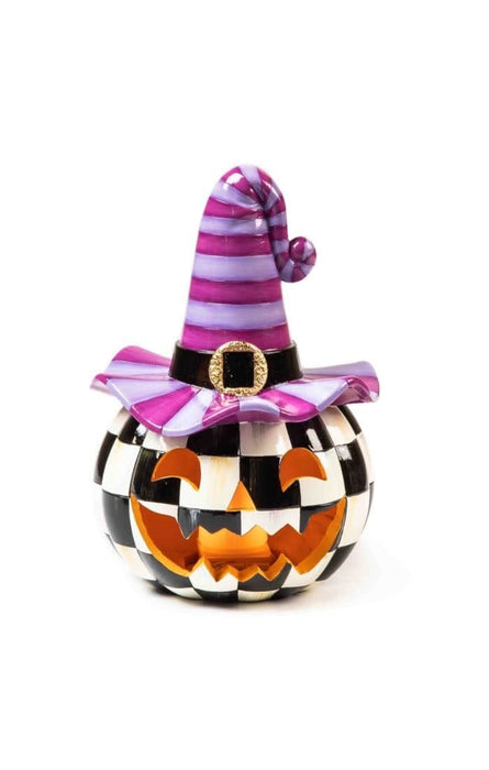 MacKenzie-Childs Pumpkins Illuminated Happy Jack Pumpkin - Purple Hat