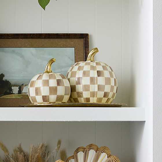 MacKenzie-Childs Pumpkins Mocha Check Small Pumpkin
