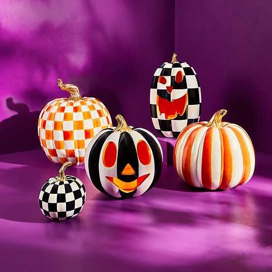 MacKenzie-Childs Pumpkins Orange Check Pumpkin - Large