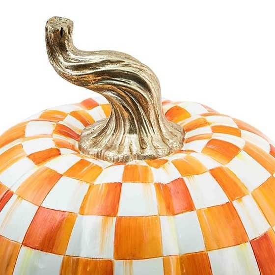 MacKenzie-Childs Pumpkins Orange Check Pumpkin - Large