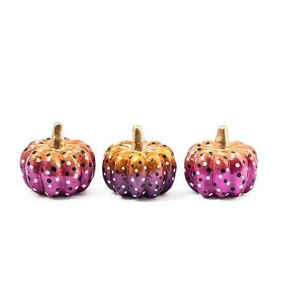 MacKenzie-Childs Pumpkins Purple & Orange Dotty Capiz Pumpkins - Set of 3 - FINAL SALE