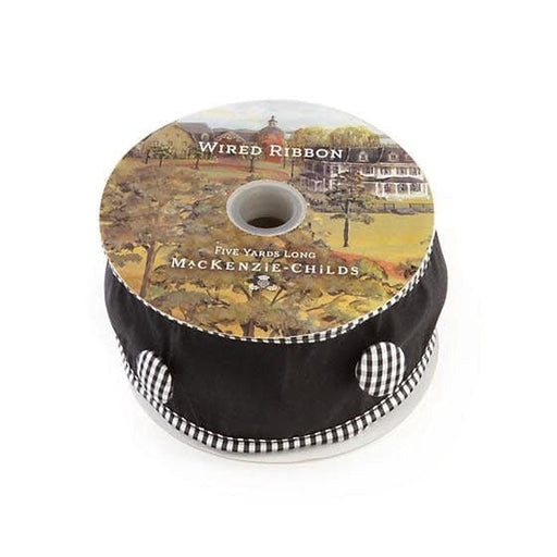 MacKenzie-Childs Ribbon Black Button Check 2" Ribbon