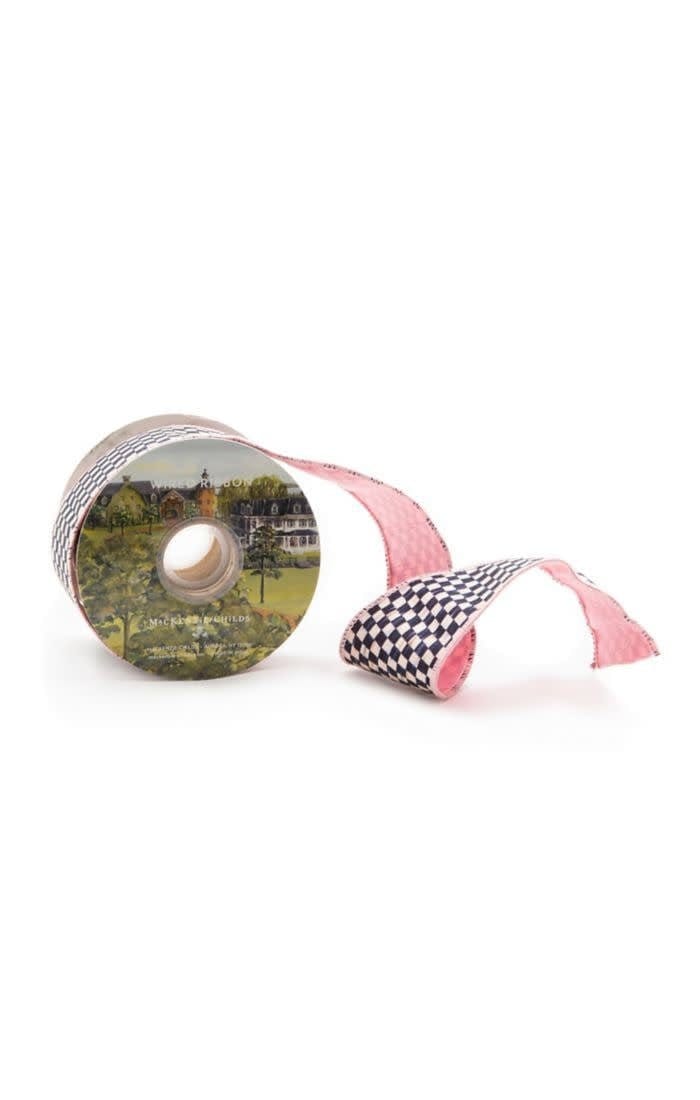 MacKenzie-Childs Ribbon Courtly Check 2.5' ribbon - pink FINAL SALE