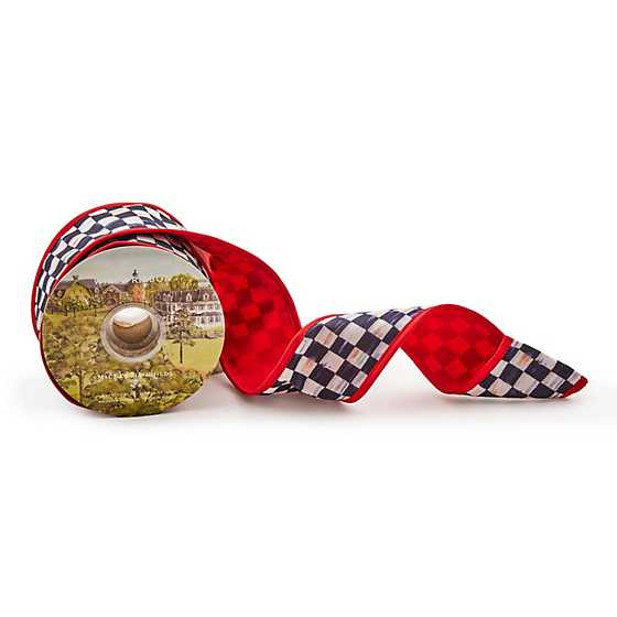 MacKenzie-Childs Ribbon Courtly Check Red Back 2.5" Ribbon