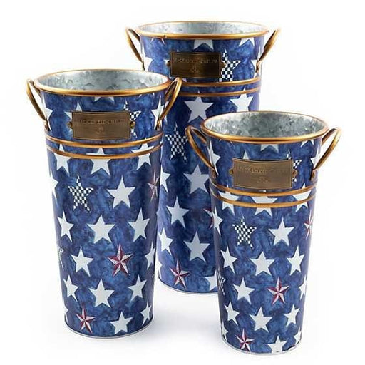 MacKenzie-Childs Royal Star Flower Buckets - Set of 3