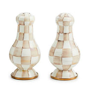 MacKenzie-Childs Salt & Pepper Sets Mocha Check Large Salt & Pepper Shakers